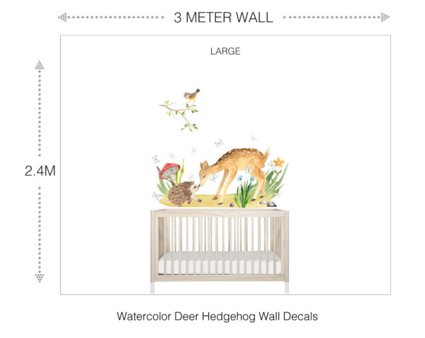 Watercolor Forest Deer and Hedgehog